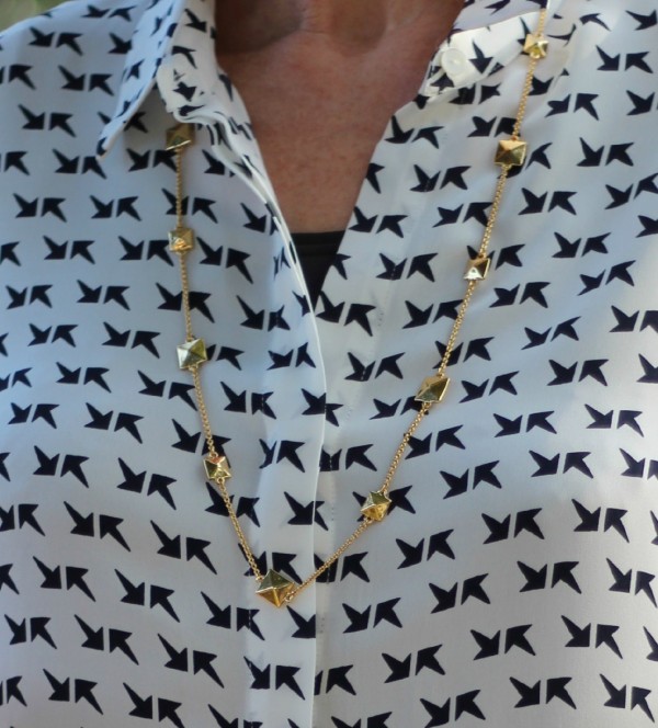 Theory blouse, kate spade necklace