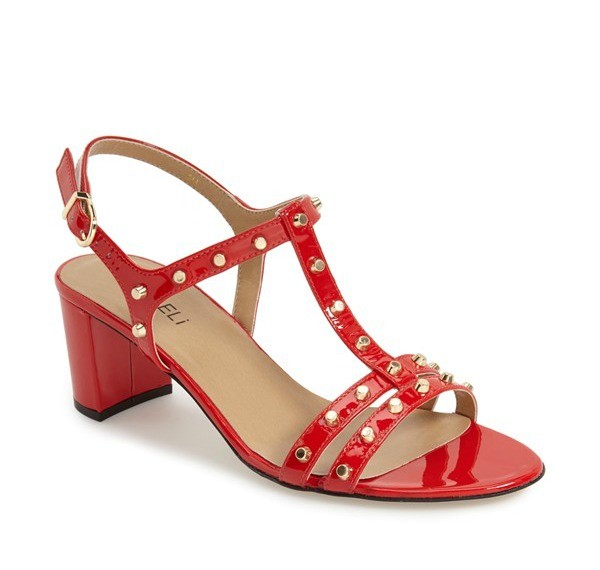 red patent leather sandals