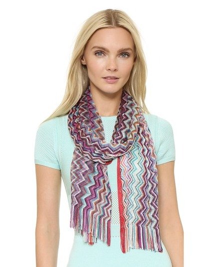 Missoni zigzag scarf with fringe