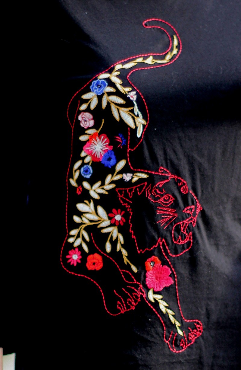 Asian-inspired embroidered tee
