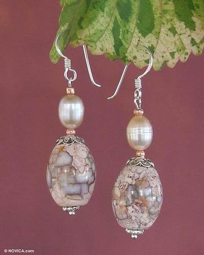 pearl and sterling silver earrings