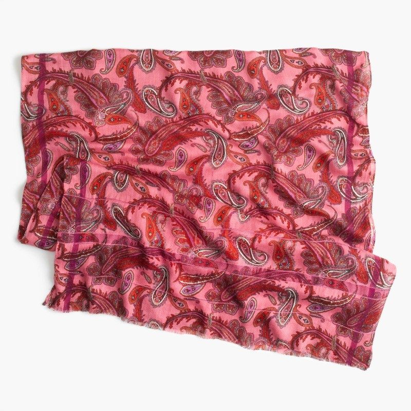 pink wool paisley scarf
