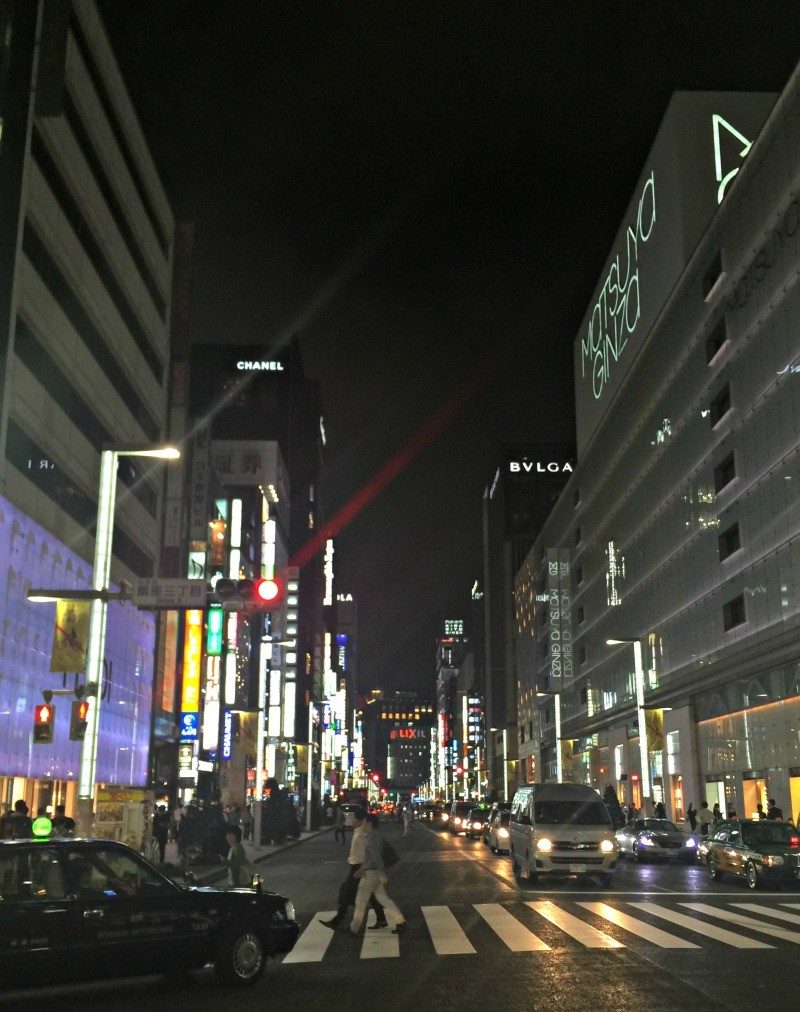 Ginza district at night