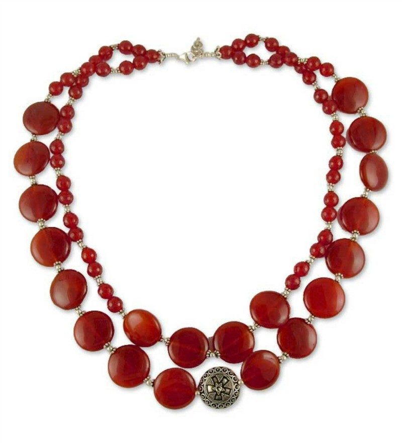 chunky Carnelian and silver necklace