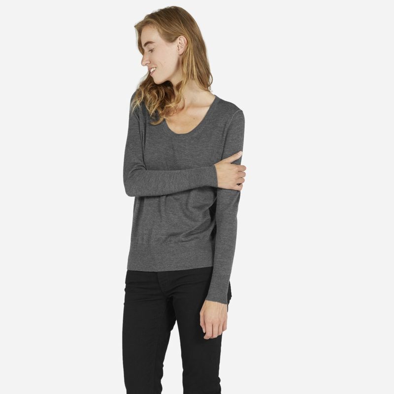 grey u-neck merino sweater