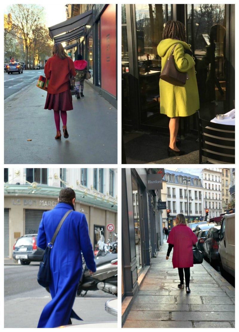 colorful coats on the streets of Paris