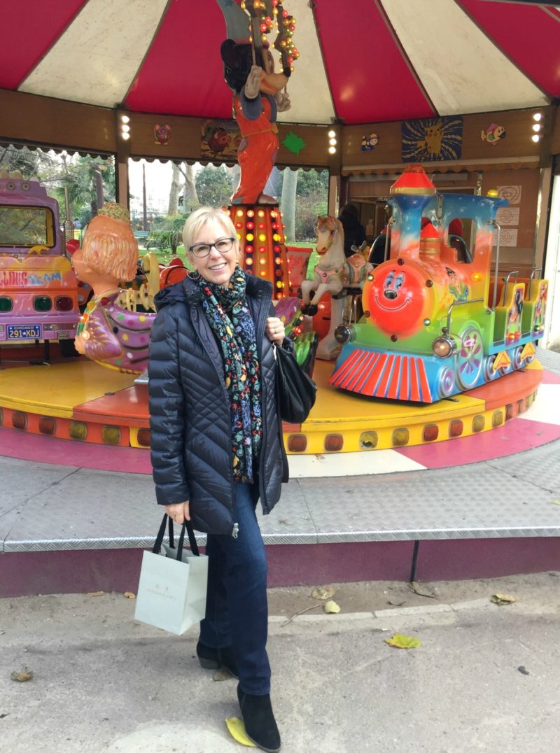 Paris carousel and packable puffer jacket