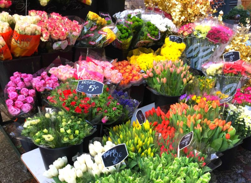 flower seller on rue Cler in Paris