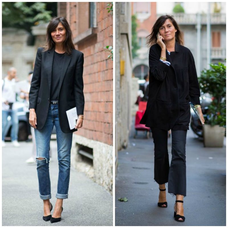 Emmanuelle Alt adds polish to her casual pieces with longer jackets and great shoes