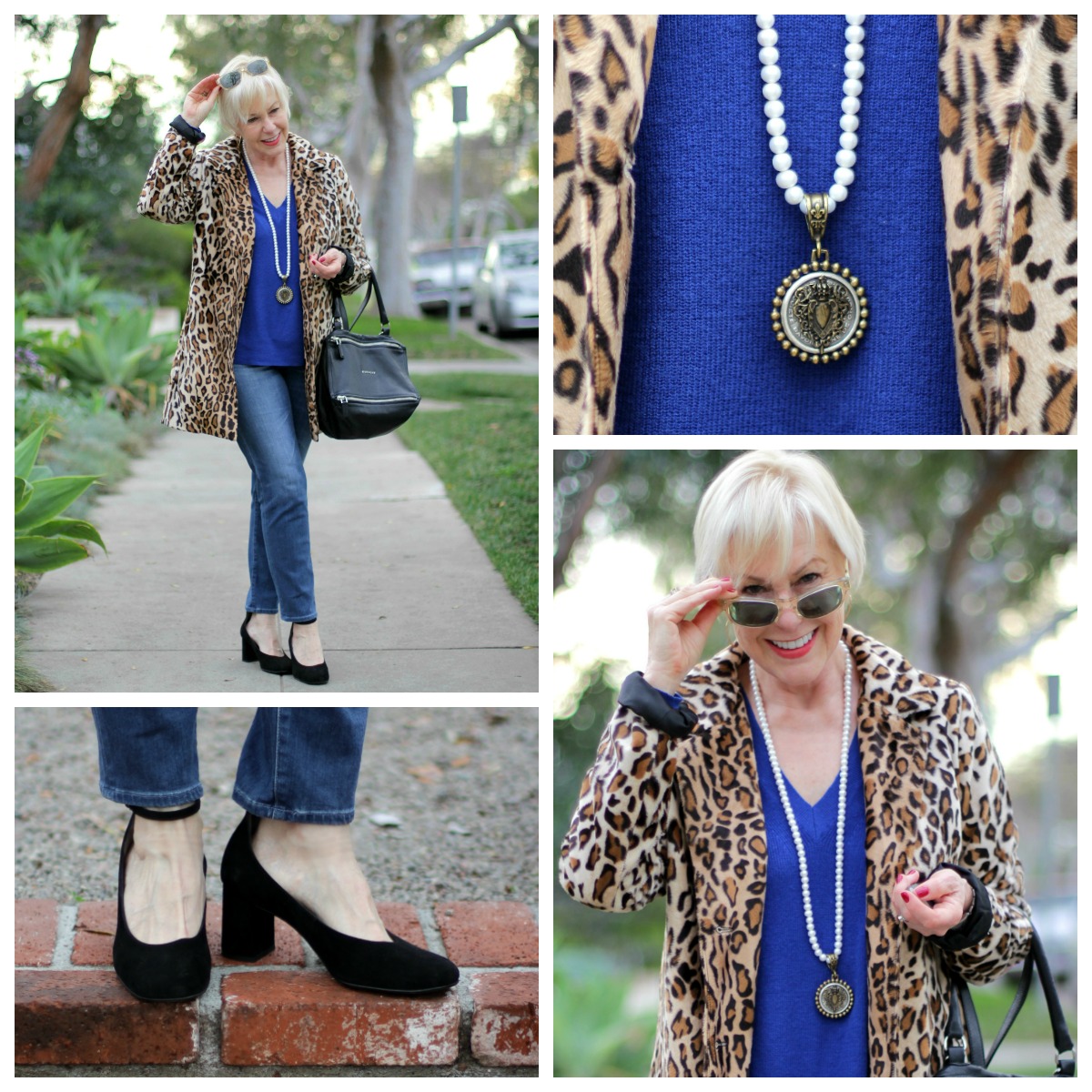 Outfit Remix Styling A Leopard Coat With Cobalt Blue