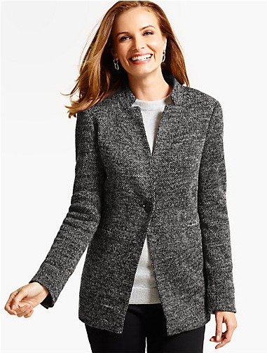 knit tweed one button jacket