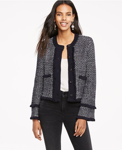 Tweed jacket with fringe