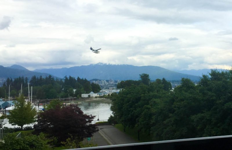 Sea plane landing in Coal Harbour Vancouver 