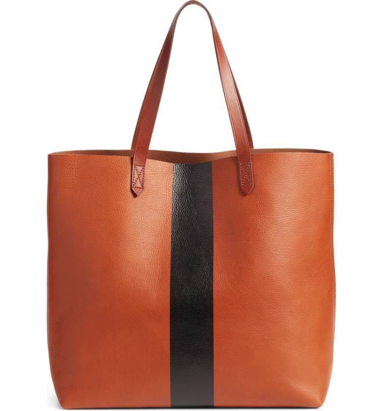 Madewell transport tote with stripe from Nordstrom Anniversary Sale. Details at une femme d'un certain age.