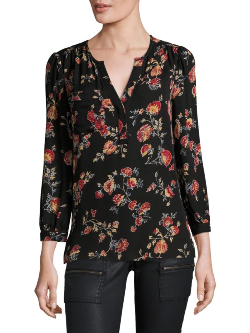 floral print silk blouse from Joie. Details at une femme d'un certain age.