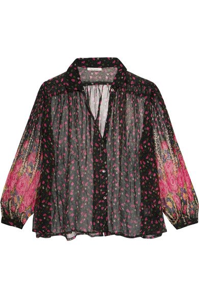 sheer floral print blouse from Mes Demoiselles. Details at une femme d'un certain age.