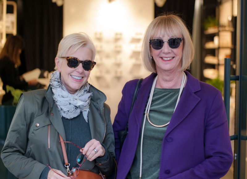 Bloggers Susan B. and Greetje try on sunglasses in Paris. Details at une femme d'un certain age.