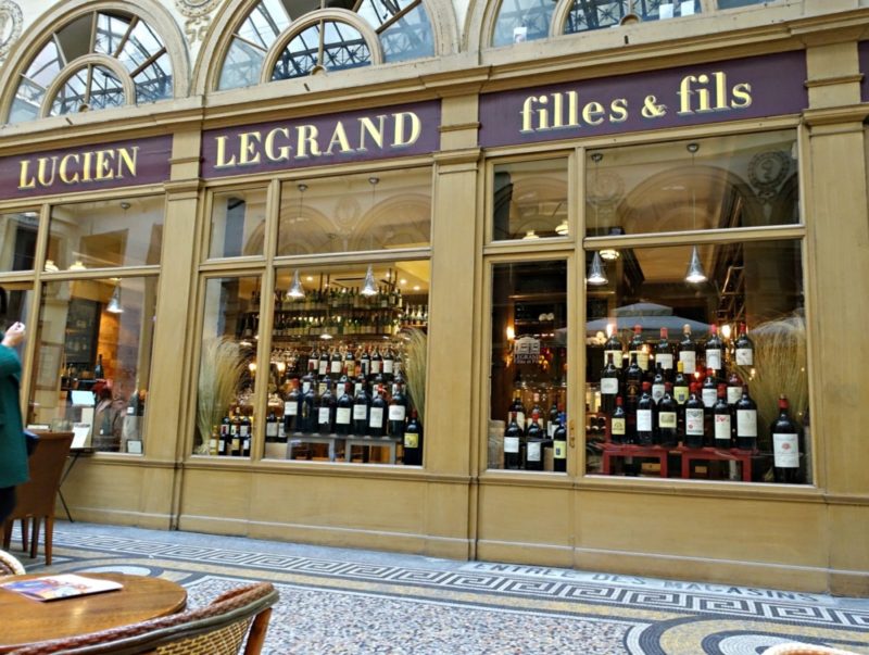 wine shop Legrand in Galerie Vivienne, Paris. Details at une femme d'un certain age. 