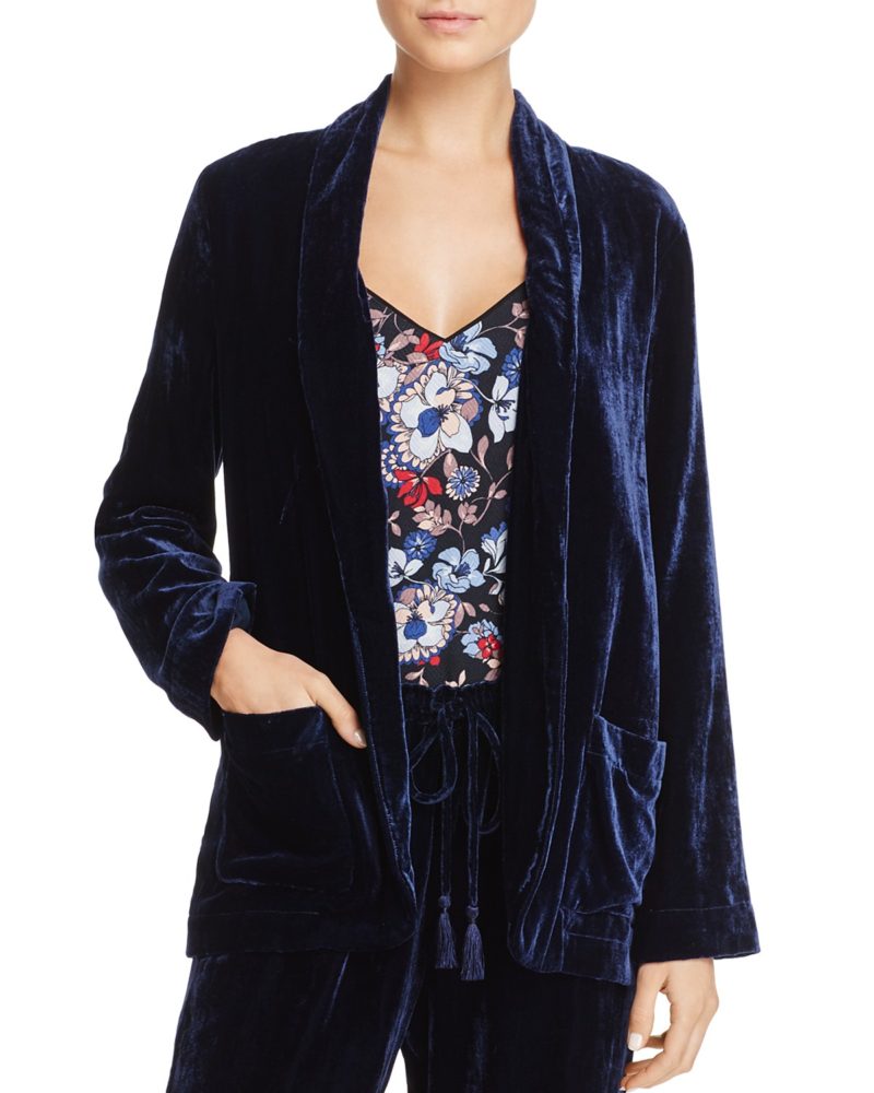 blue velvet blazer from Beltaine. Details at une femme d'un certain age.