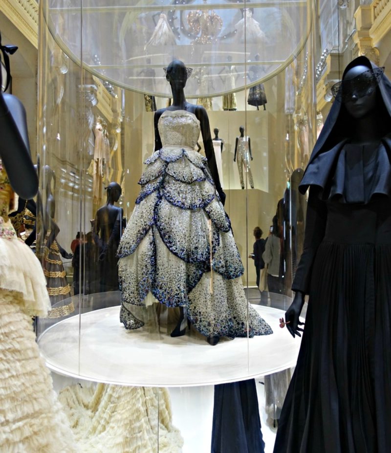 Dior gowns on exhibition in Paris. Details at une femme d'un certain age.