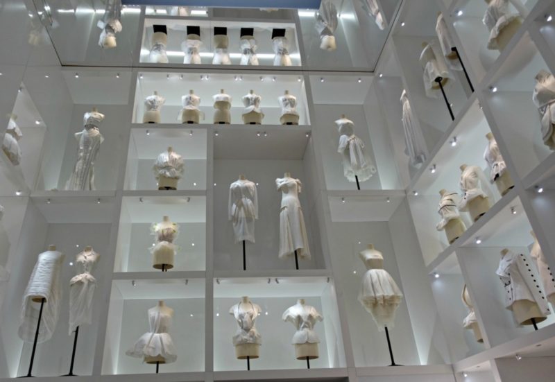 display of muslins from Christian Dior exhibition. Details at une femme d'un certain age.