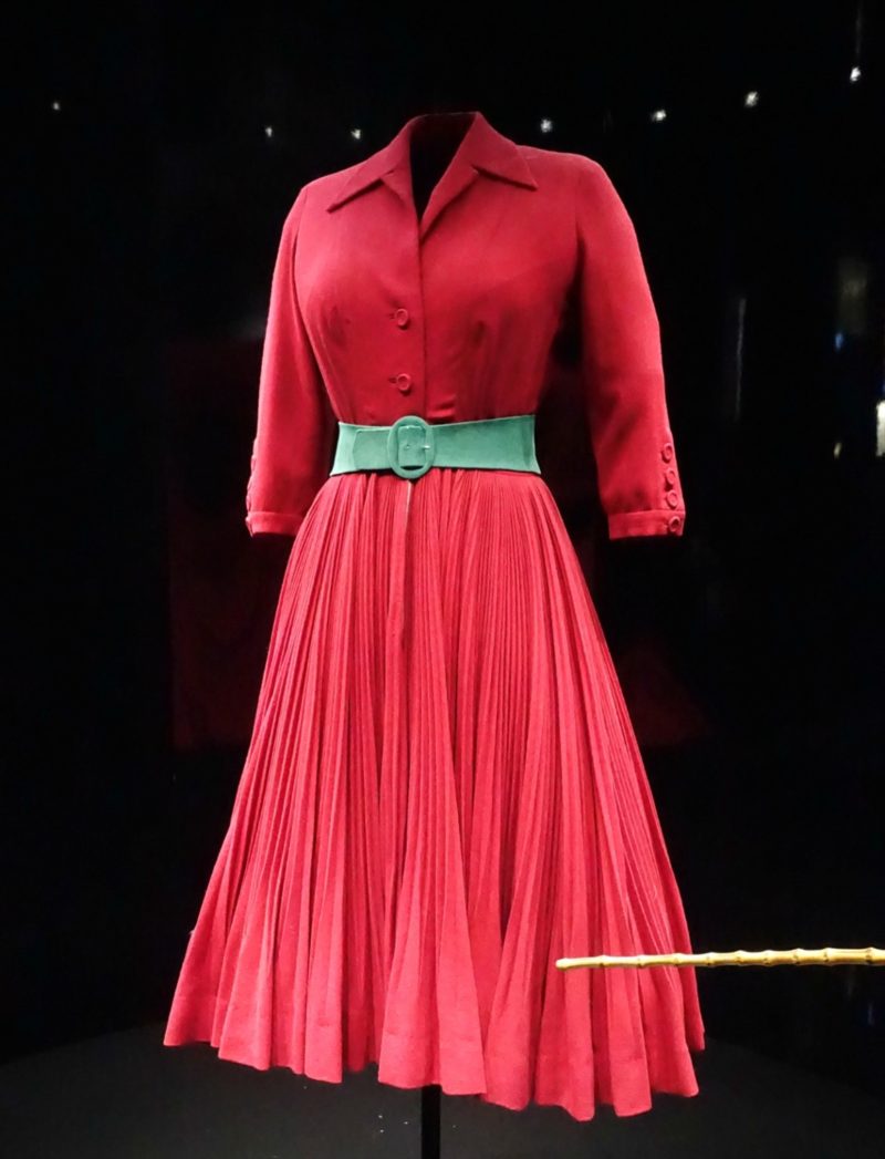 red dress with an aqua belt from Christian Dior exhibition in Paris. More at une femme d'un certain age.