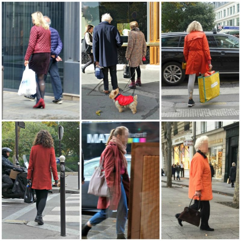 Paris style trends: red and orange outerwear. Details at une femme d'un certain age.