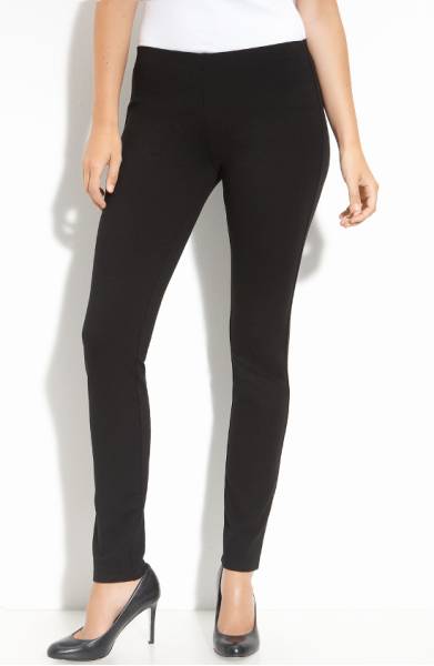 Buy the Eileen Fisher black ponte knit pull on pants women's L