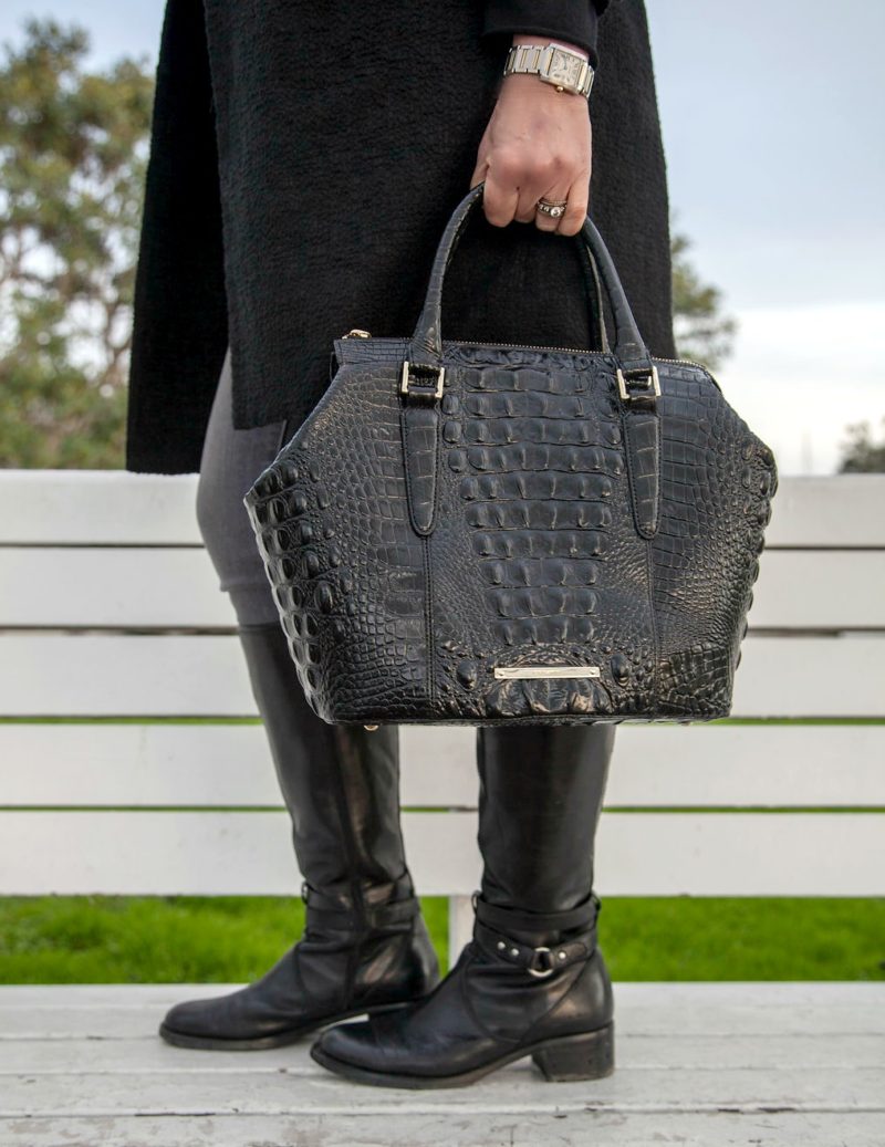 Oldies but goodies: a Brahmin satchel and Etienne Aigner riding boots. Details at une femme d'un certain age.