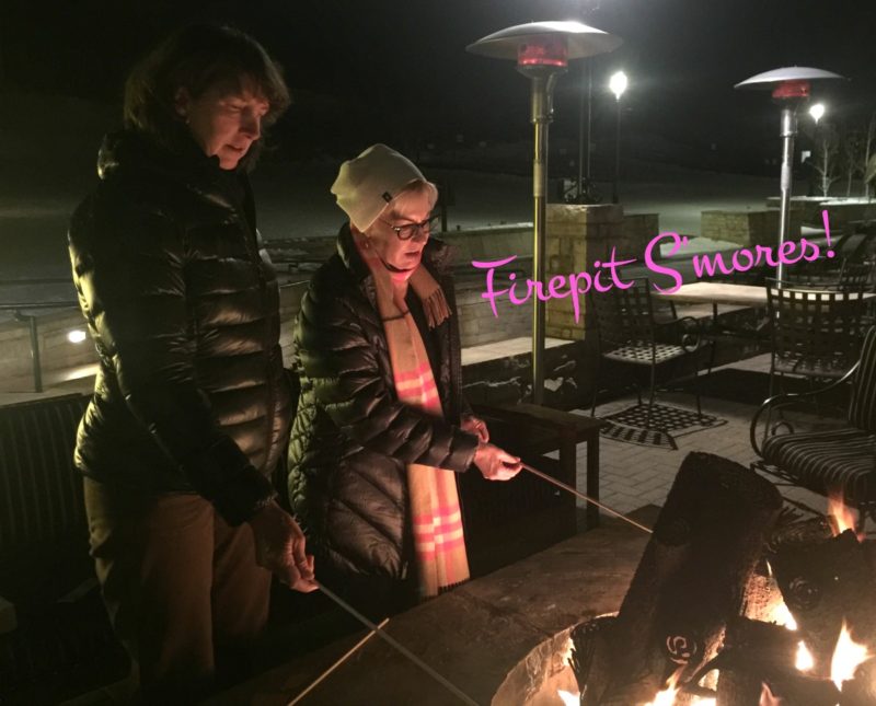 Making s'mores at the firepit in Beaver Creek, CO. Details at une femme d'un certain age.