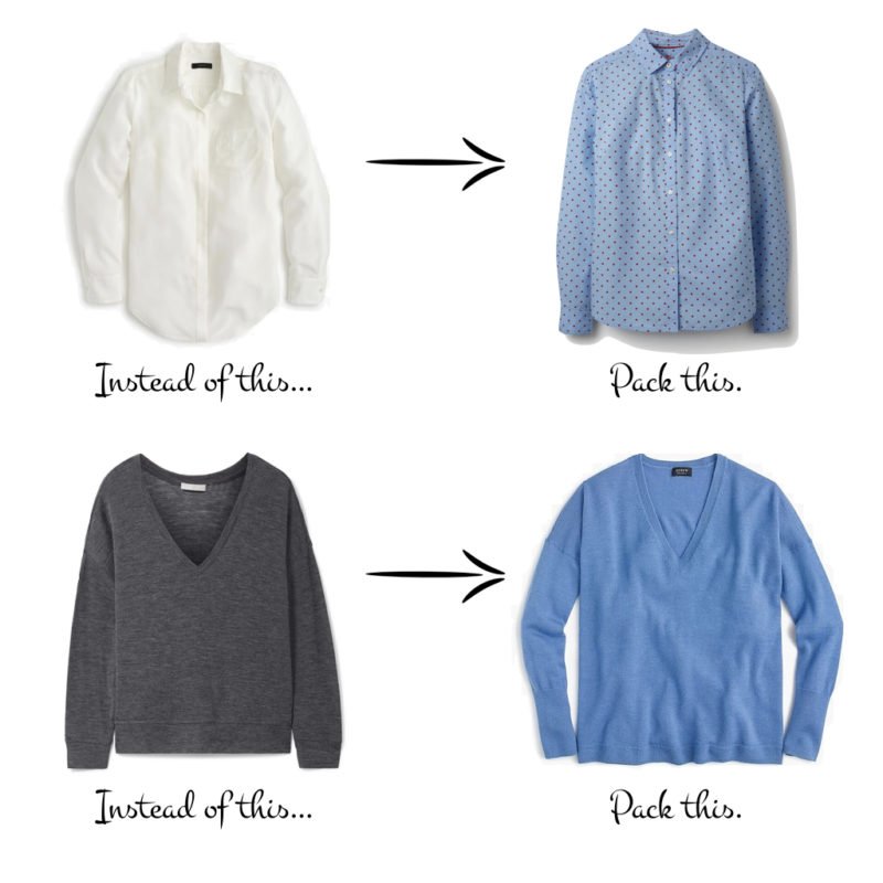 Easy swaps to add color to a Spring Travel Wardrobe. Details at une femme d'un certain age.