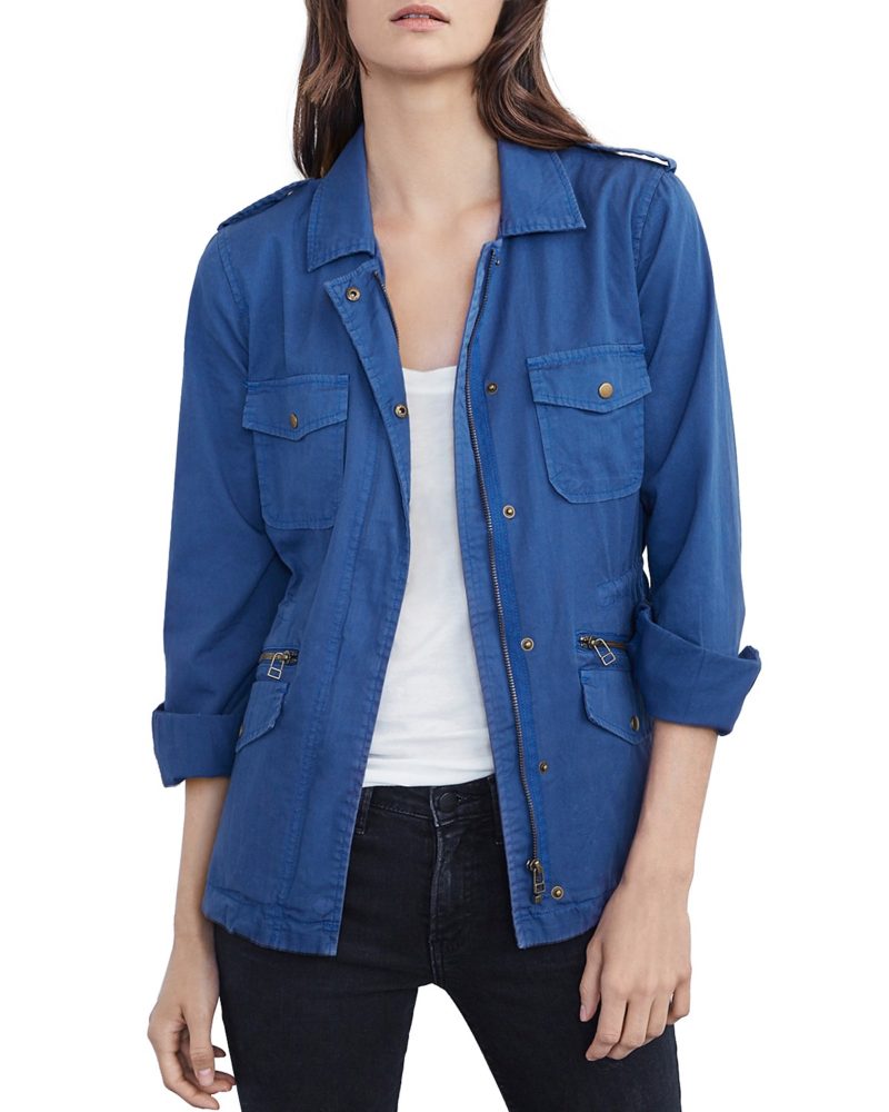 cobalt blue utility jacket from Velvet. Details at une femme d'un certain age.