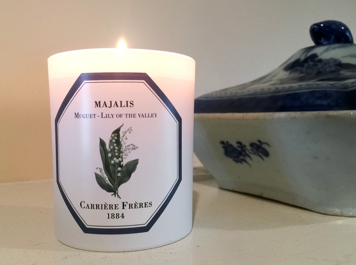 Muguet scented candle from Carriere Freres. Details at une femme d'un certain age.