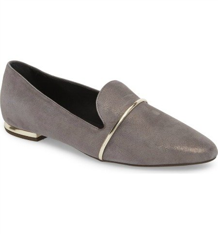 Metallic grey AGL smoking slipper from Nordstrom Anniversary Sale. Details at une femme d'un certain age.