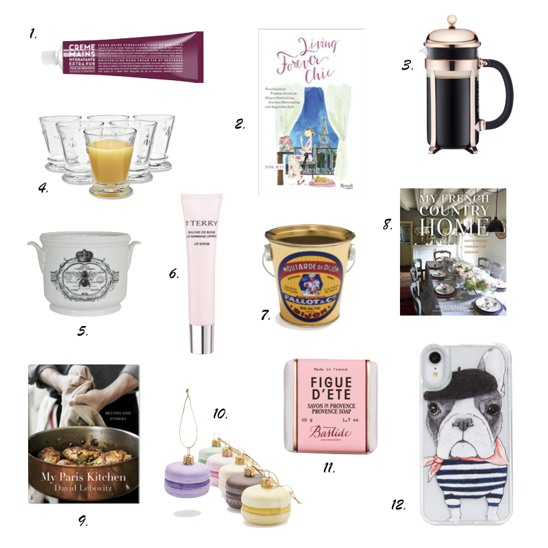 French-inspired gifts. Gift ideas for Francophiles. Details at une femme d'un certain age.