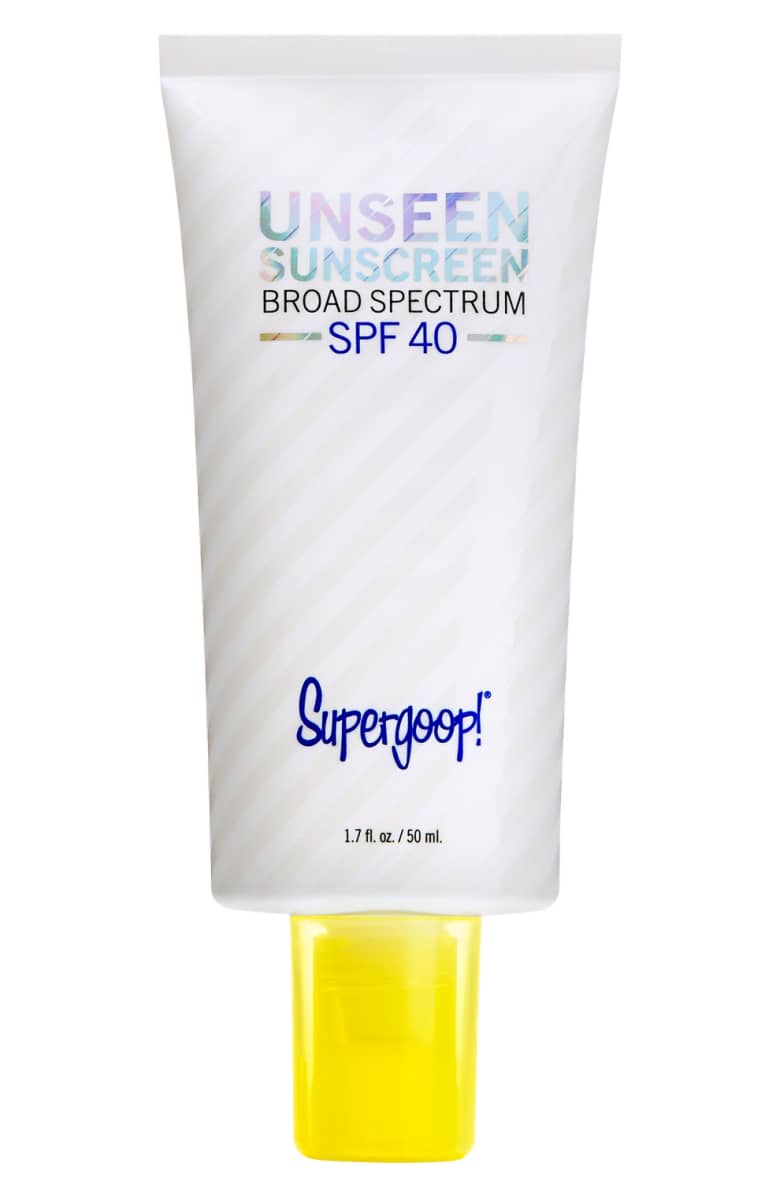 Supergoop unseen sunscreen and makeup primer. Details at une femme d'un certain age.