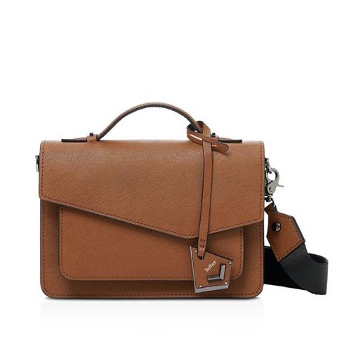 Botkier Cobble Hill satchel with canvas crossbody strap. Details at une femme d'un certain age.