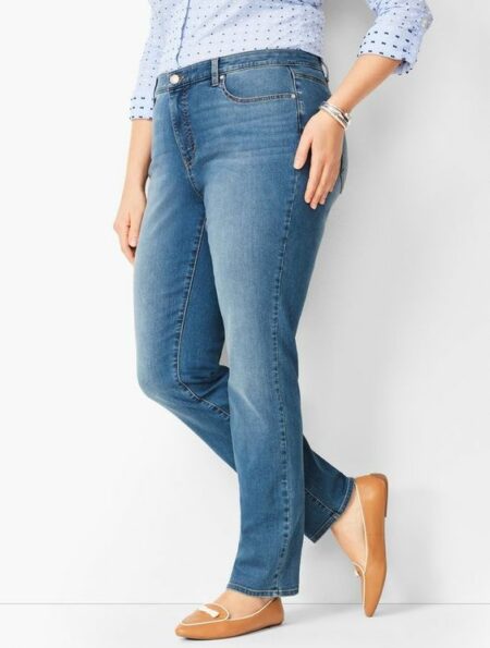 Talbots Petites Medium Wash Heritage Mid-Rise Straight Leg Jeans