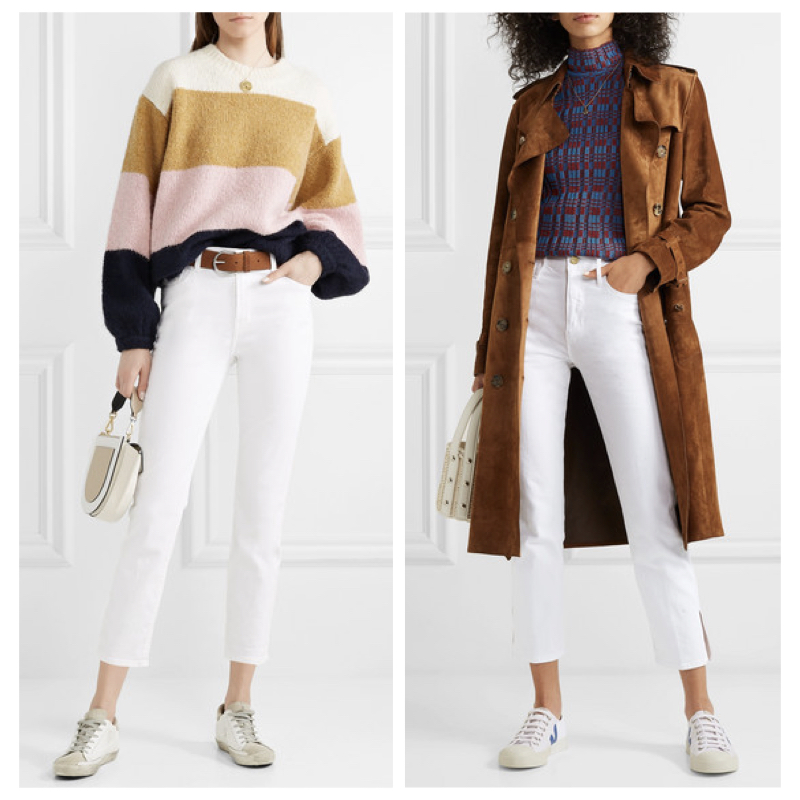 White jeans have become a year-round staple. Two ways to style them for cool weather.