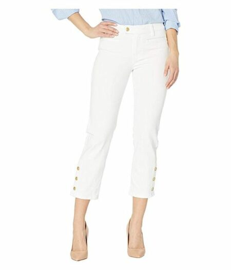 Liverpool cropped white jeans with button detail. Info at une femme d'un certain age.