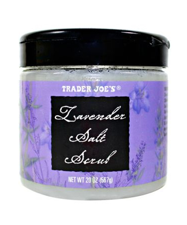 Trader Joe's lavender salt scrub. Details at une femme d'un certain age.
