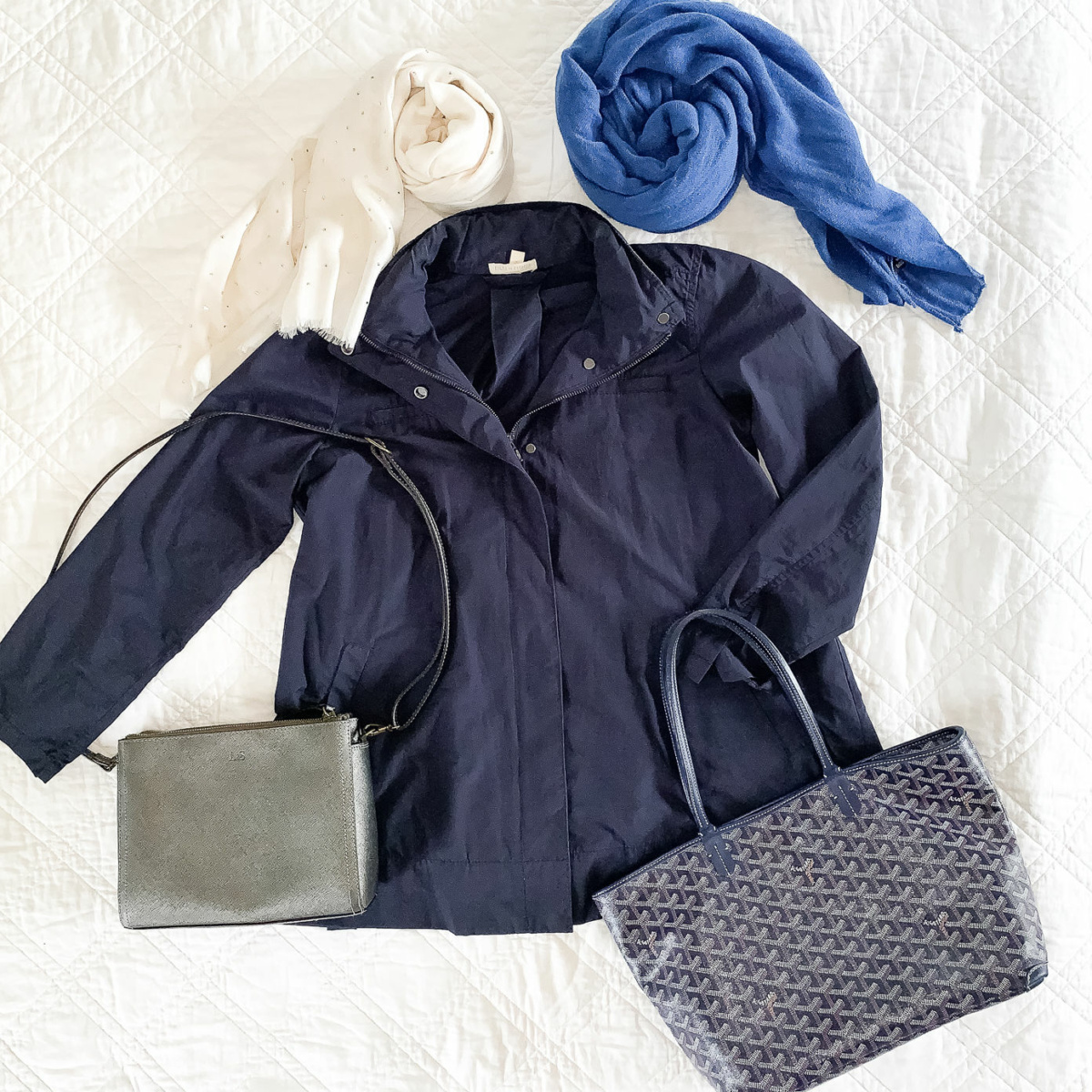 Summer travel wardrobe: outerwear, bags, scarves