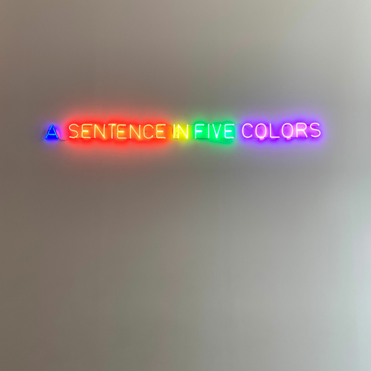 "Self-defined in five colors," neon artwork by Joseph Kosuth at Foundation Louis Vuitton in Paris.
