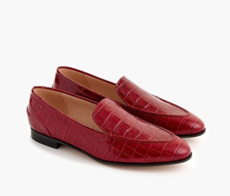 J.Crew Academy loafers in red croc print. Details at une femme d'un certain age.