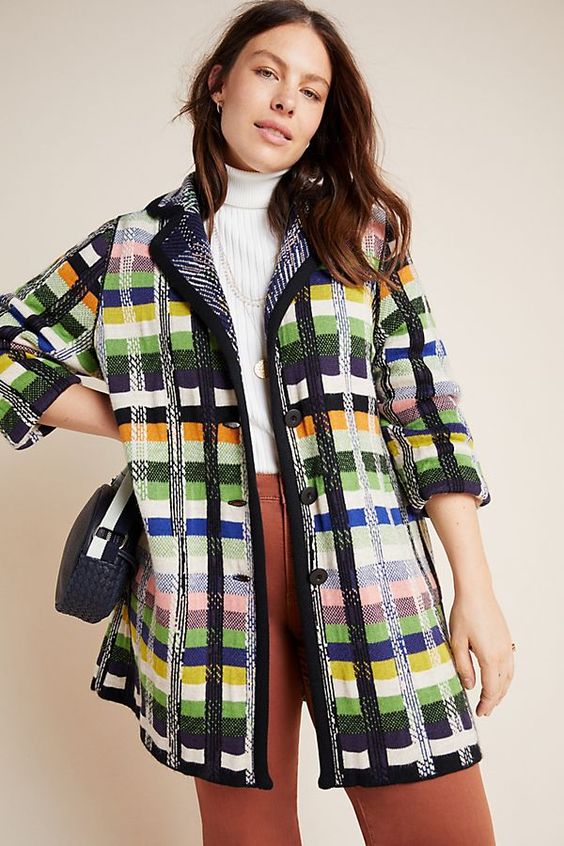 Anthropologie plaid sweater coat hotsell