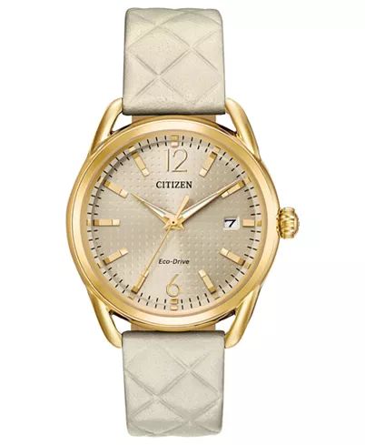 Citizen Eco Drive with quilted band. Details at une femme d'un certain age.