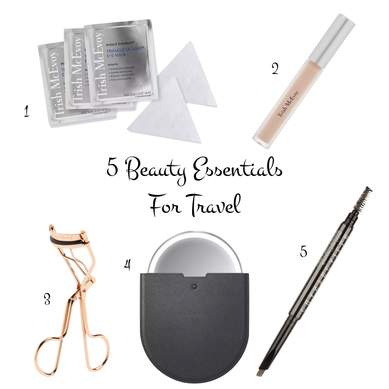 5 Beauty Essentials for Travel. These are always in my travel makeup bag! Details at une femme d'un certain age.