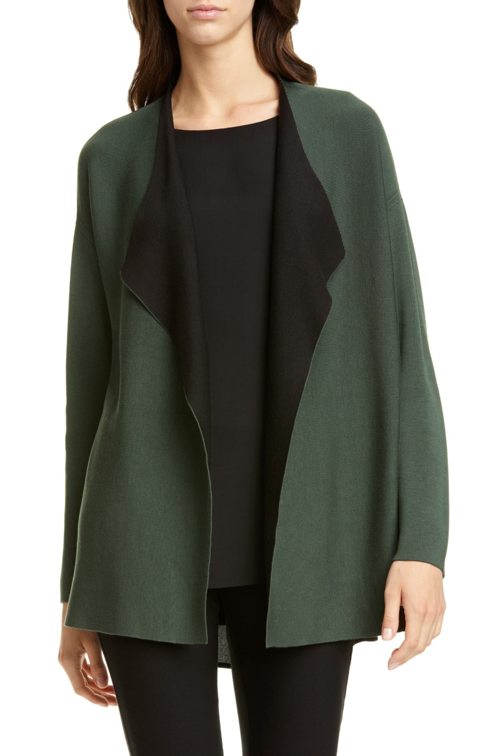 Cardigan Ouvert Femme Eileen Fisher - Taille S, Mélange Soie, Couleur Bleu, Occasion Très Bon état