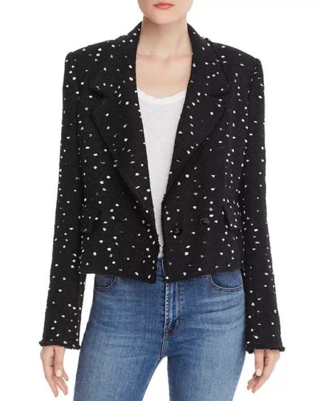 Rebecca Taylor boucle black and white dot tweed jacket. Details and more women's tweed jackets at une femme d'un certain age.