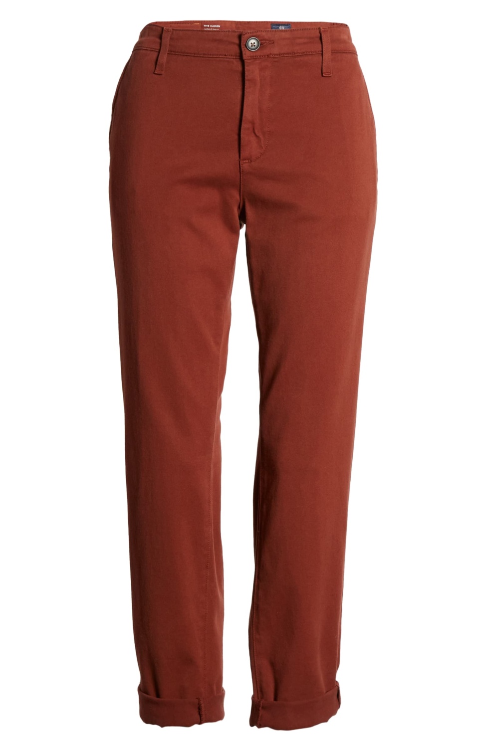 On sale: AG Caden trousers in crimson. Details at une femme d'un certain age.